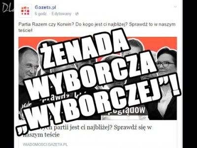 Ustawiony teścik wyborczy na wyborcza.pl