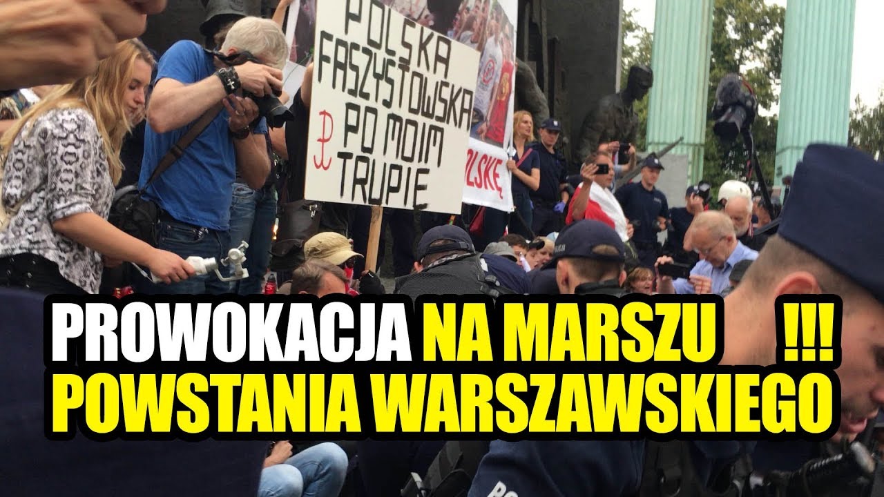 Prowokacja na marszu Powstania Warszawskiego 2019
