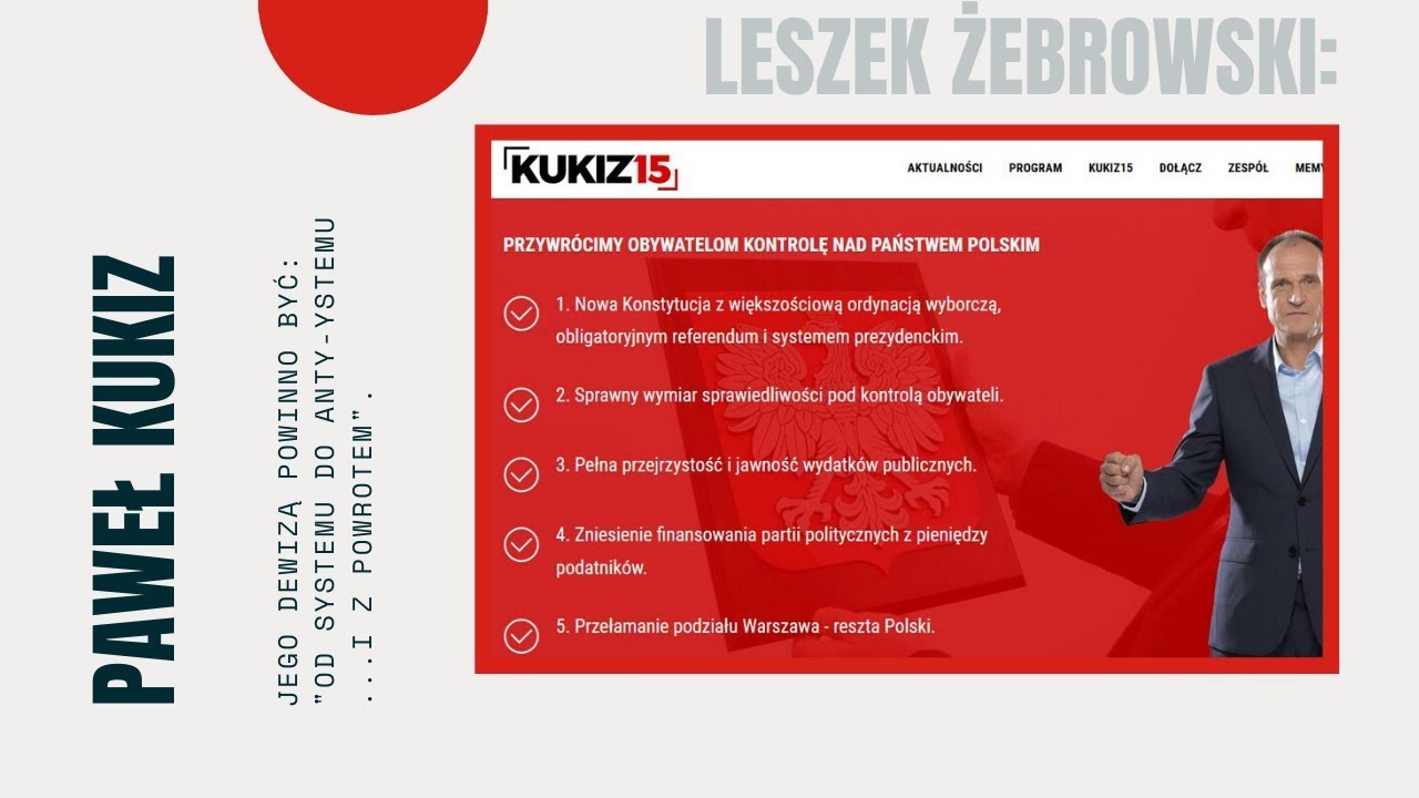 Leszek Żebrowski: anty “anty”systemowiec Paweł Kukiz szuka poparcia w tym, co rzekomo zwalcza