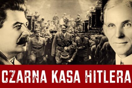 Józef Stalin, idący Adolf Hitler i Henry Ford z napisem: Czarna kasa Hitlera